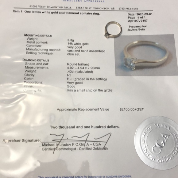 Ladies solitary ring - Picture 3 of 3